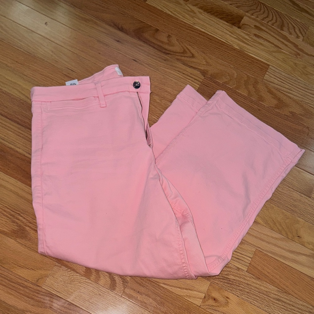 Jen7 7 4 All Mankind Pink Wide Leg Crop Pant Jeans - Picture 2 of 11